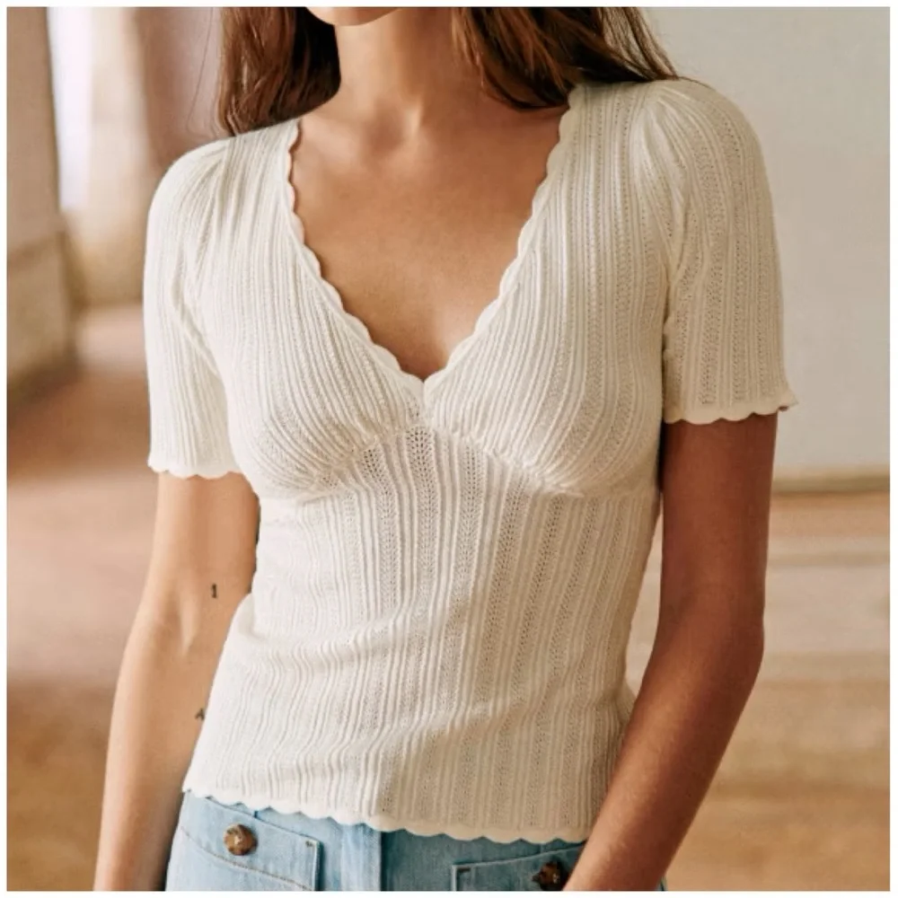 SÉZANE Cloe Knit Top - Cream
